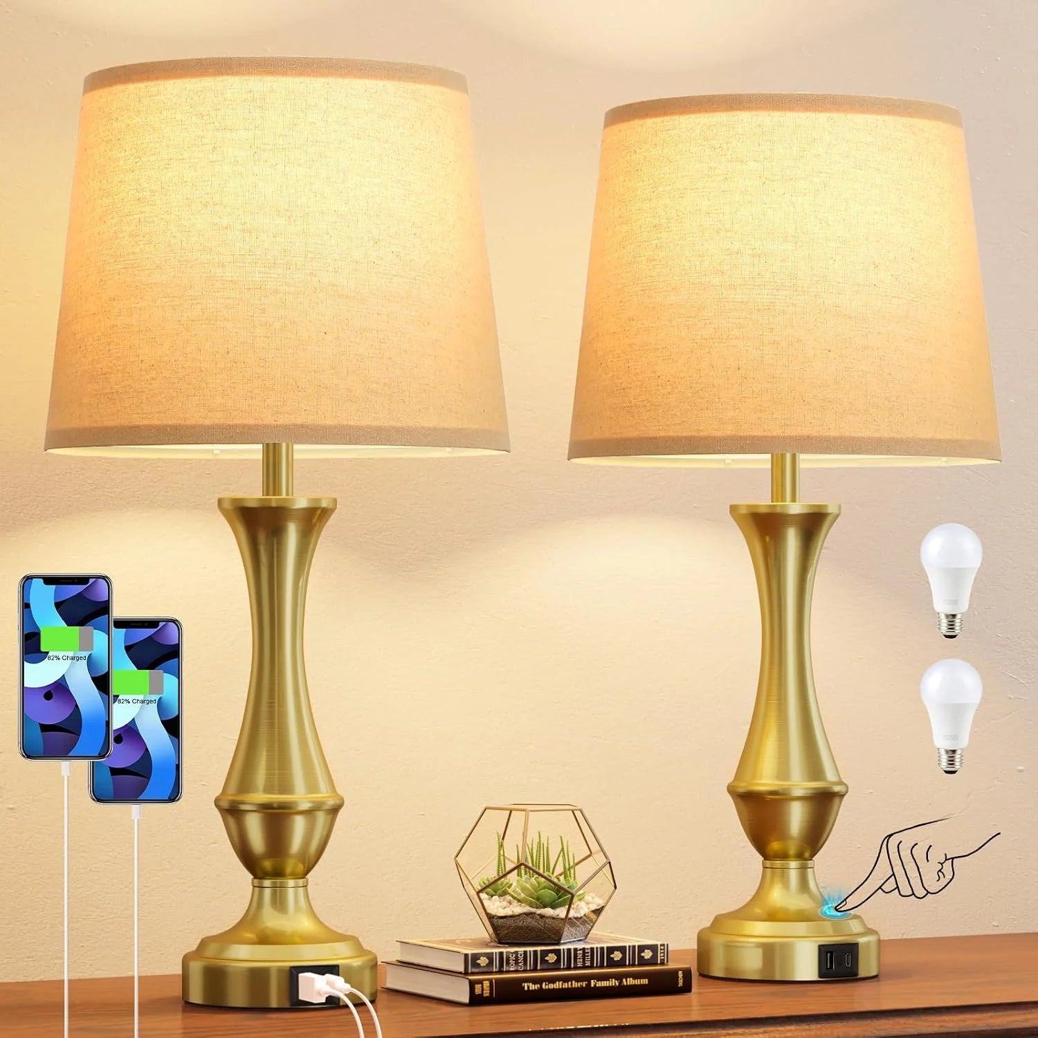 Seealle Touch Lamps for Nightstand, Dimmable, Bulb Included bifanuoyard - Image 4