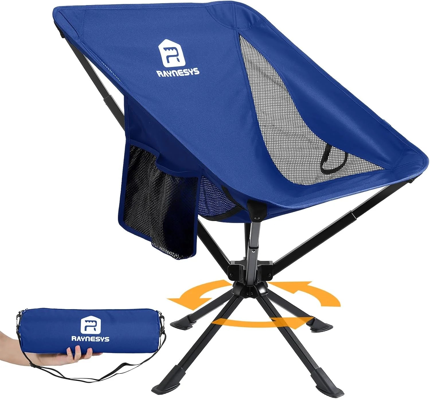 New Arrivals Portable Swivel Camping Chair, 8 Seconds Quick Setup Easy Carry, 3.8Lb Lightweight Folding Chairs for Hiking