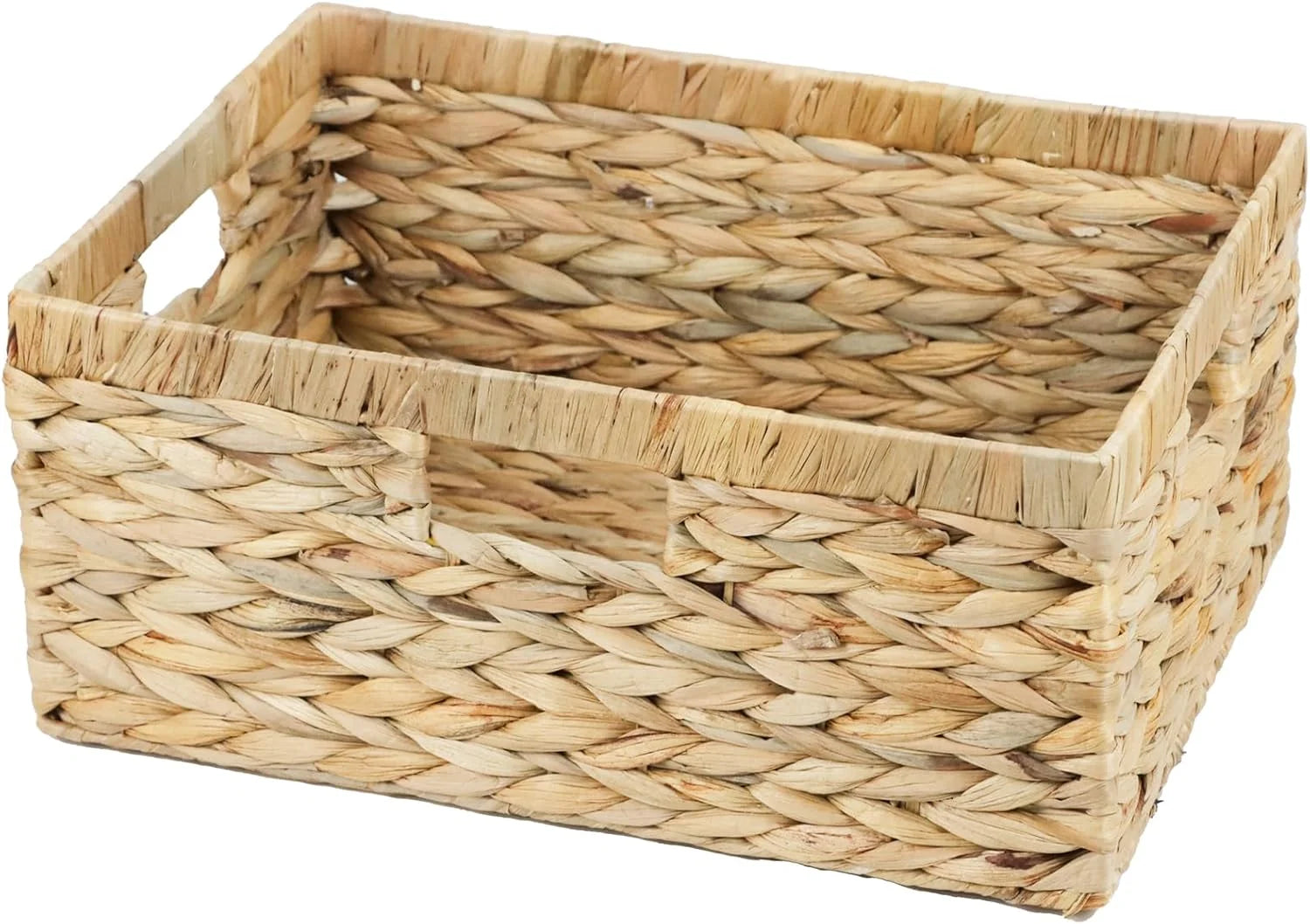 New Arrivals Wicker Basket, Water Hyacinth Wicker Storage Organizing Basket, Rectangular Basket for Shelves, Rattan