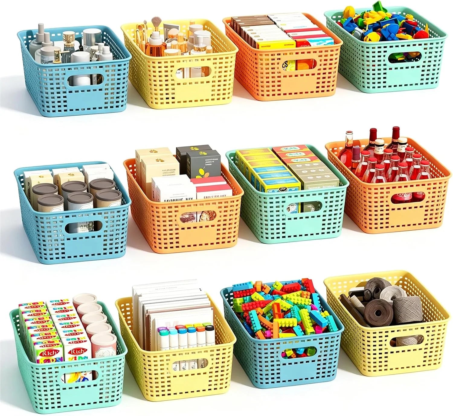 Plastic Storage Baskets Bins for Home Organizing, 10 Pack, Space-Saving Storage Container with Handles bifanuoyard - Image 2