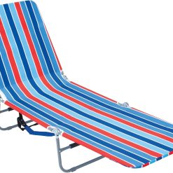 Alternative view of New Arrivals Beach Portable Lay Flat Folding Backpack Beach Lounge Chair with Backpack Straps and Storage Pouch, Blue and Red