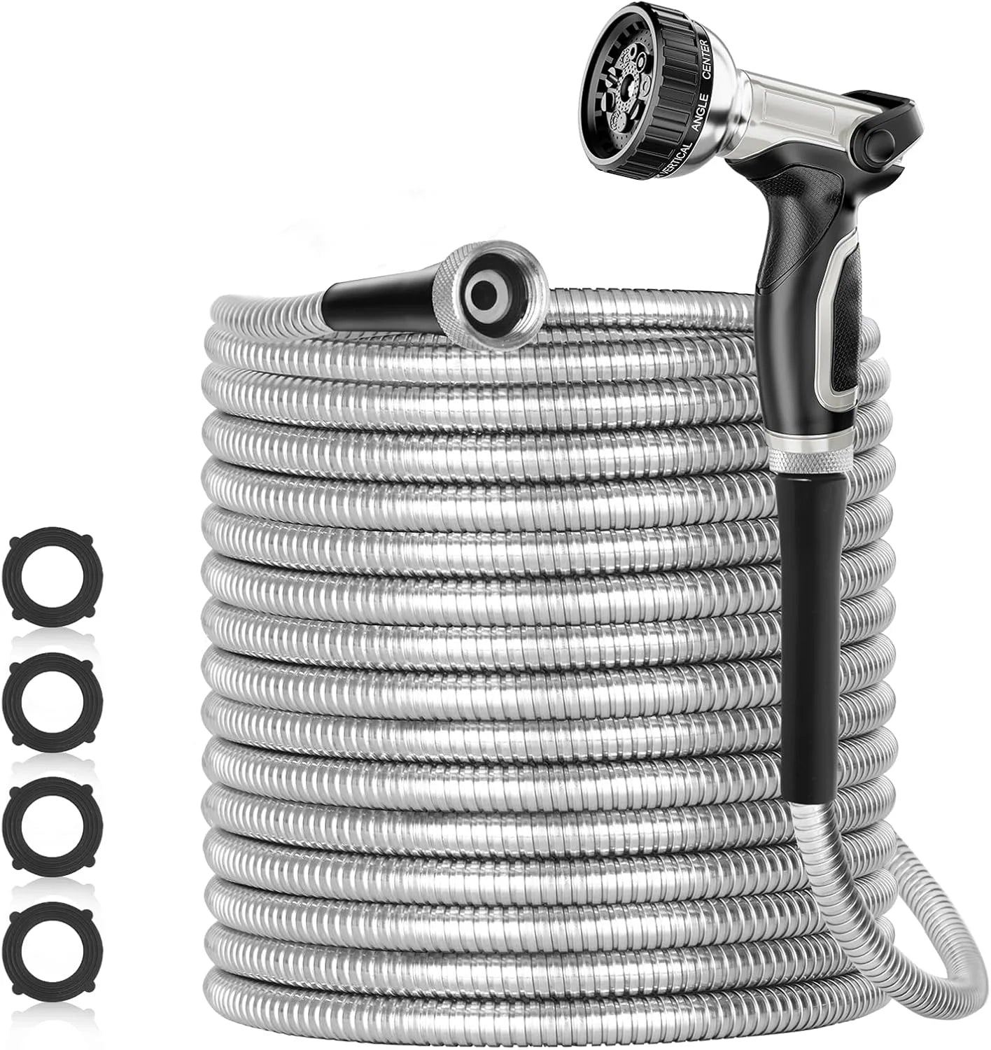 New Arrivals 100ft 304 Stainless Steel Garden Hose Metal, Heavy Duty Water Pipe with Nozzles for Yard - Image 5