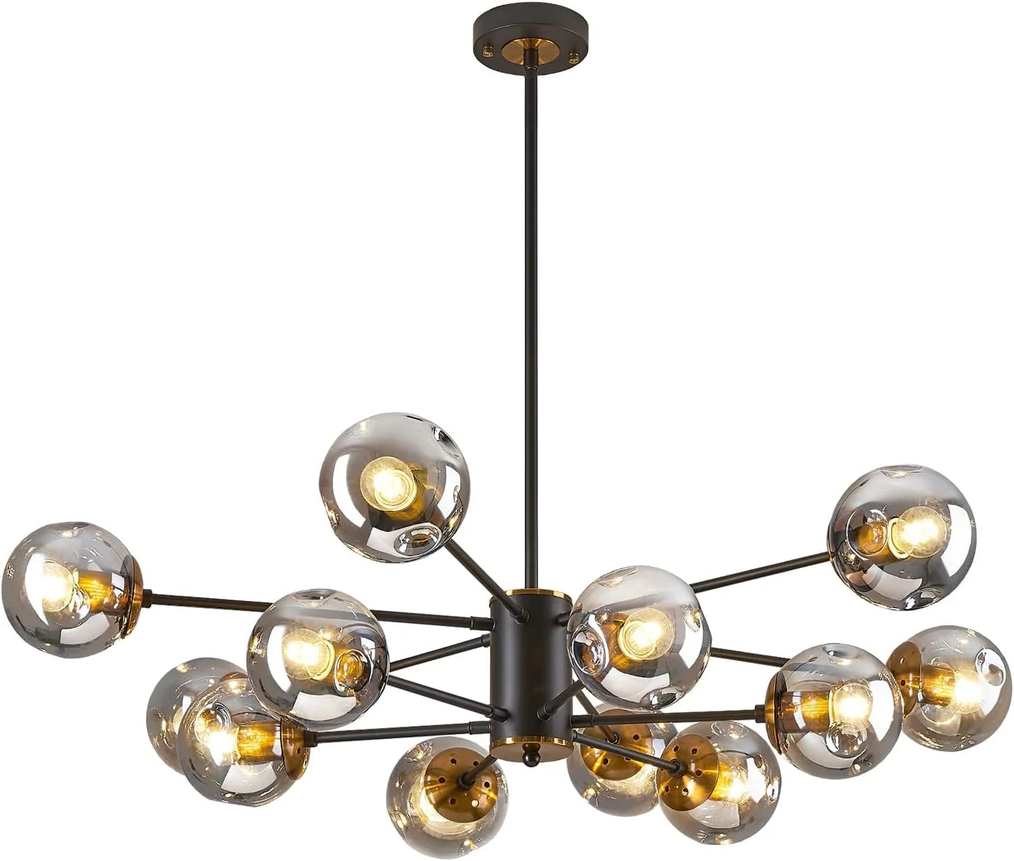 New Arrivals 6-Light Glass Globe Sputnik Chandelier Modern Matte Black and Gold Ceiling Light Fixture Vintage Hanging - Image 5