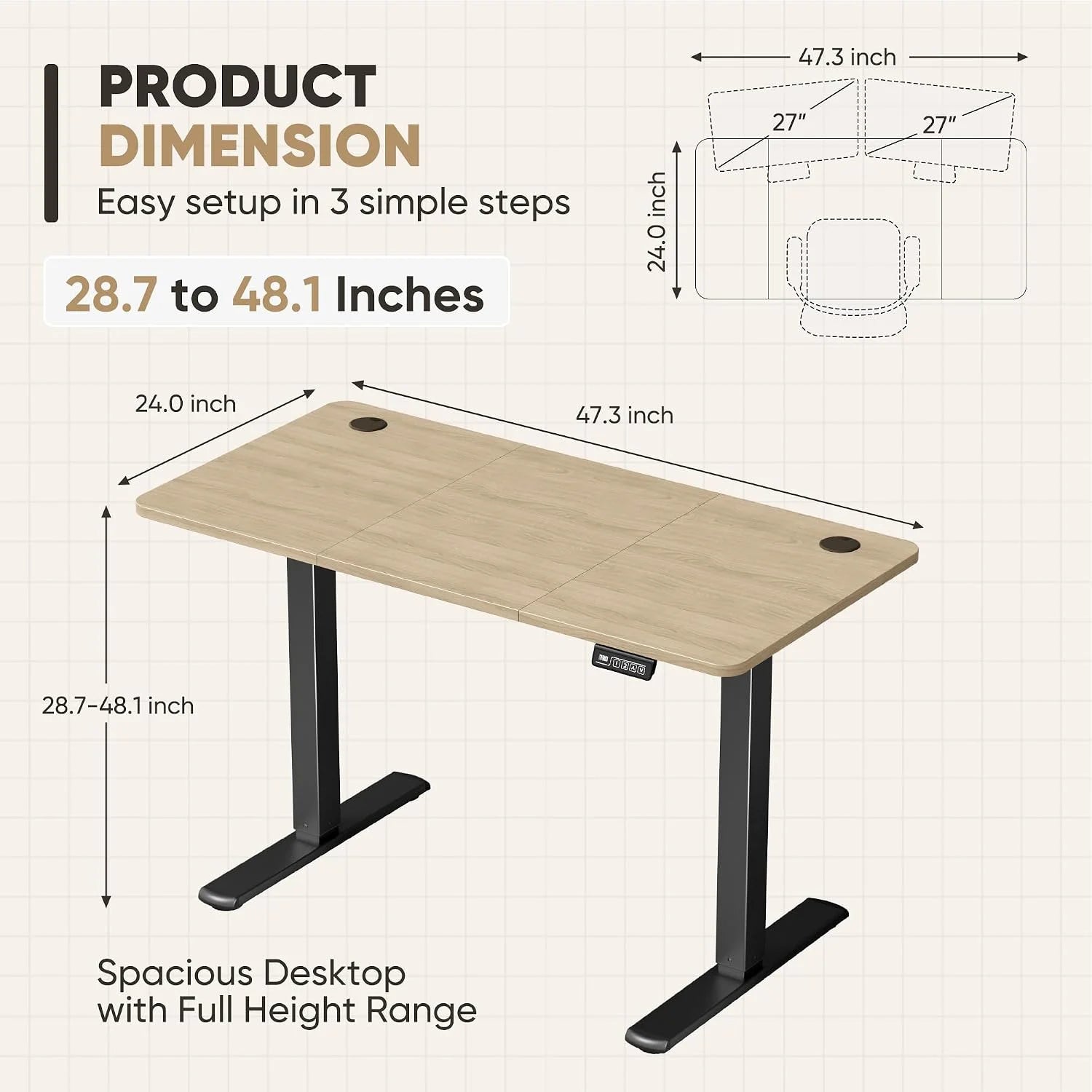 New Arrivals 55 x 24 Inches Electric Height Adjustable Standing Desk Large Sit Stand Up Desk Home Office Computer Desk Memory - Image 78