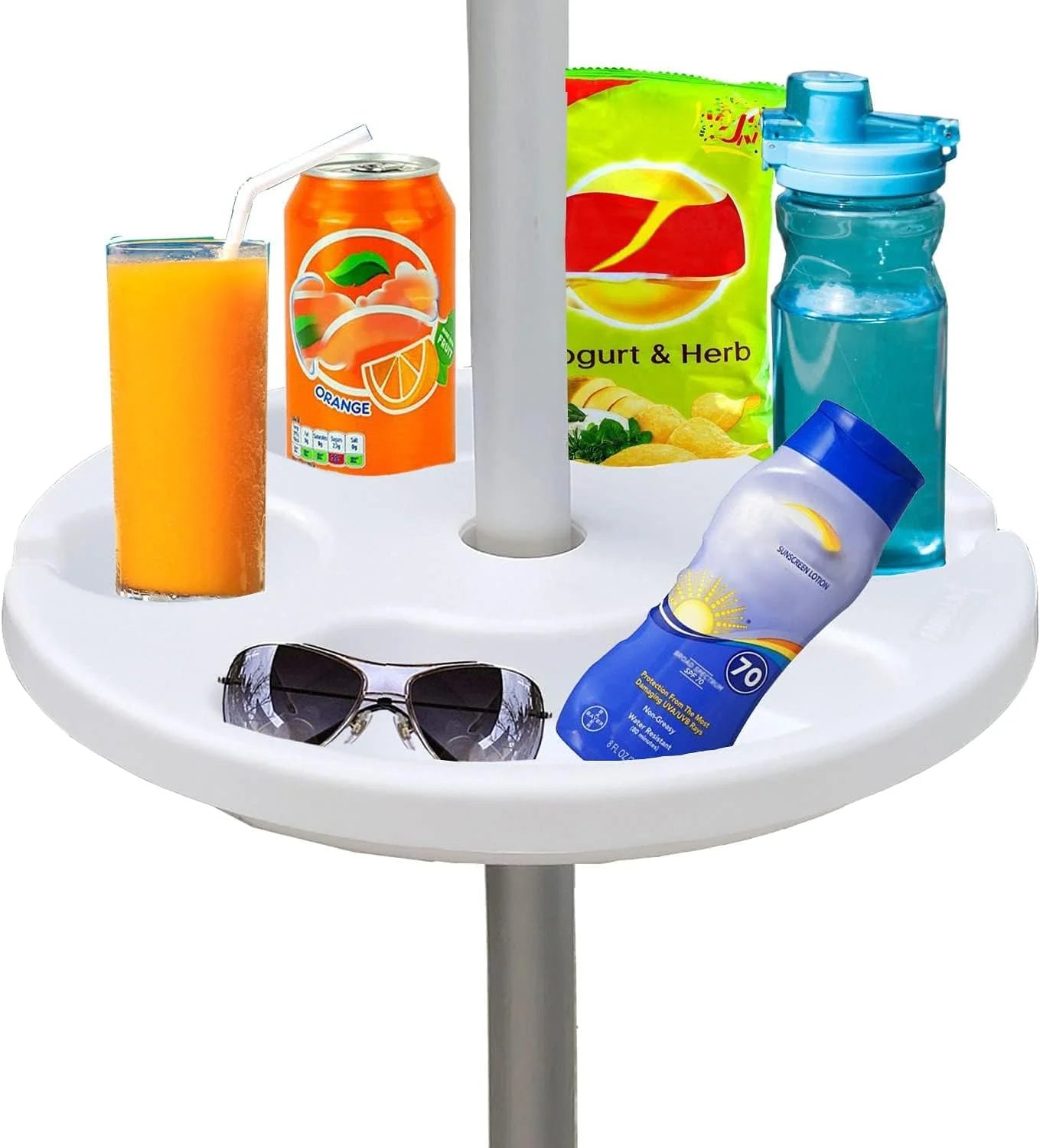 New Arrivals AMMSUN 13 Portable Beach Umbrella Table Tray White