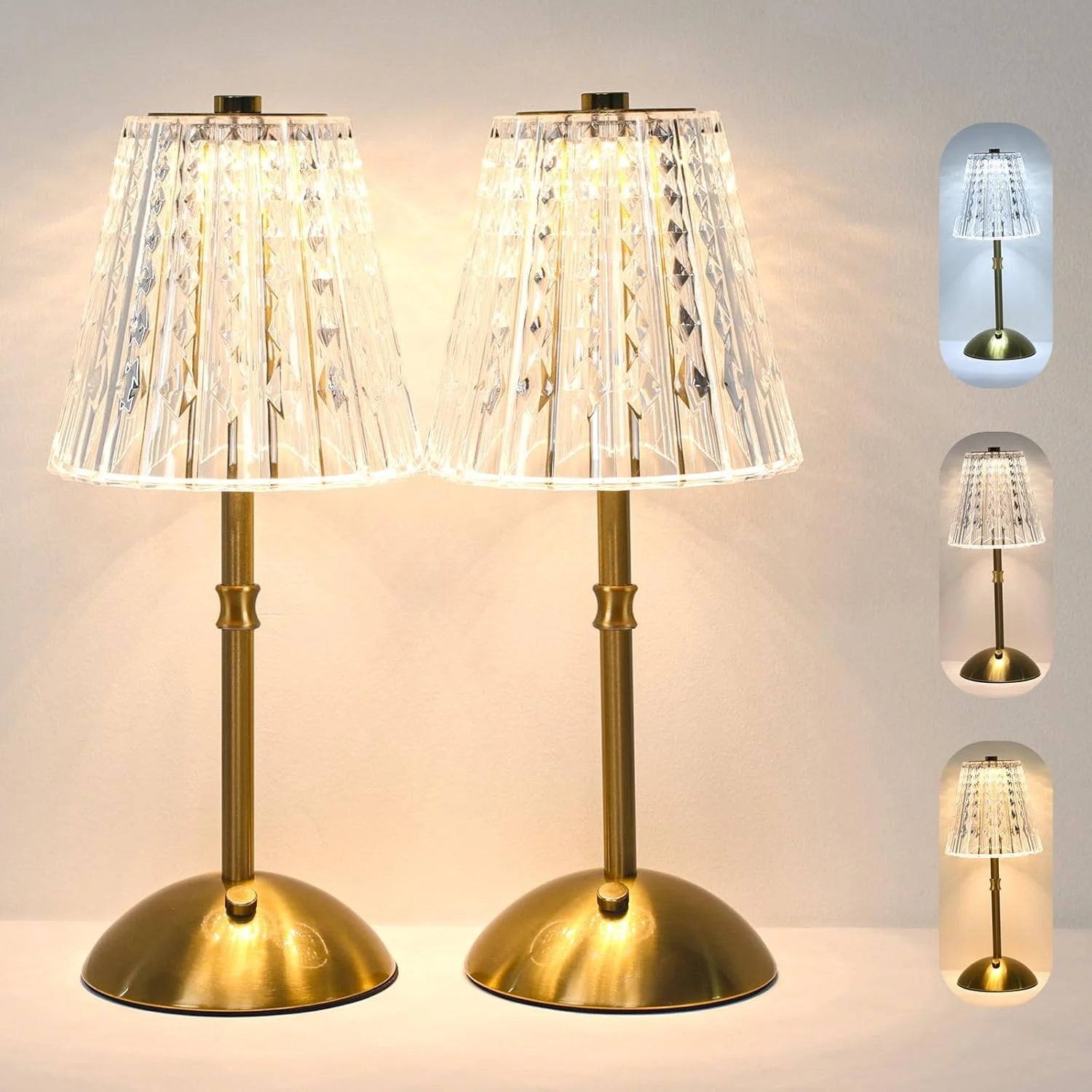 2 Pack Touch Cordless Table Lamp Rechargeable, Dimmable, 3-Color Temperature - Image 2