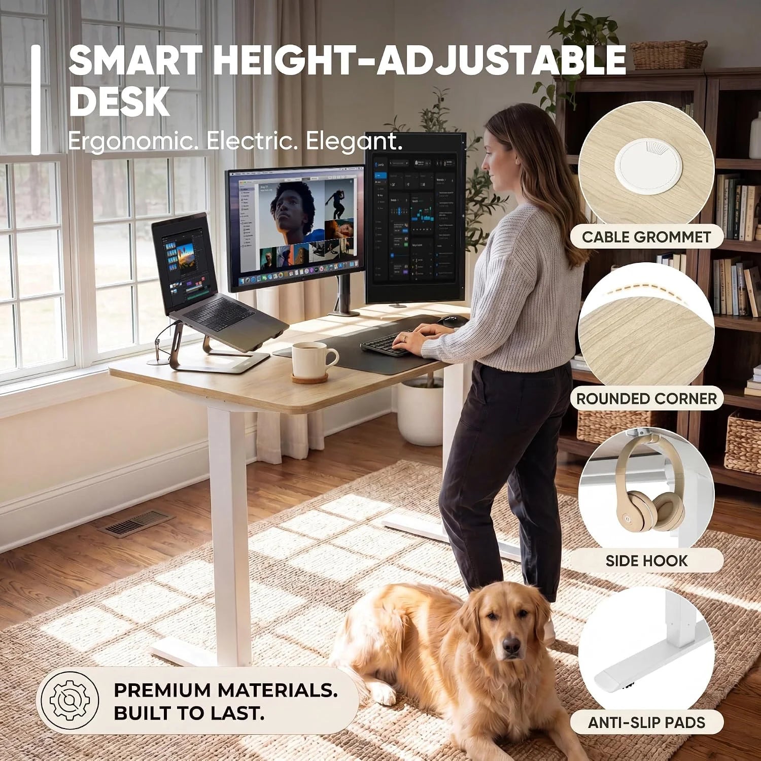 New Arrivals 55 x 24 Inches Electric Height Adjustable Standing Desk Large Sit Stand Up Desk Home Office Computer Desk Memory - Image 32