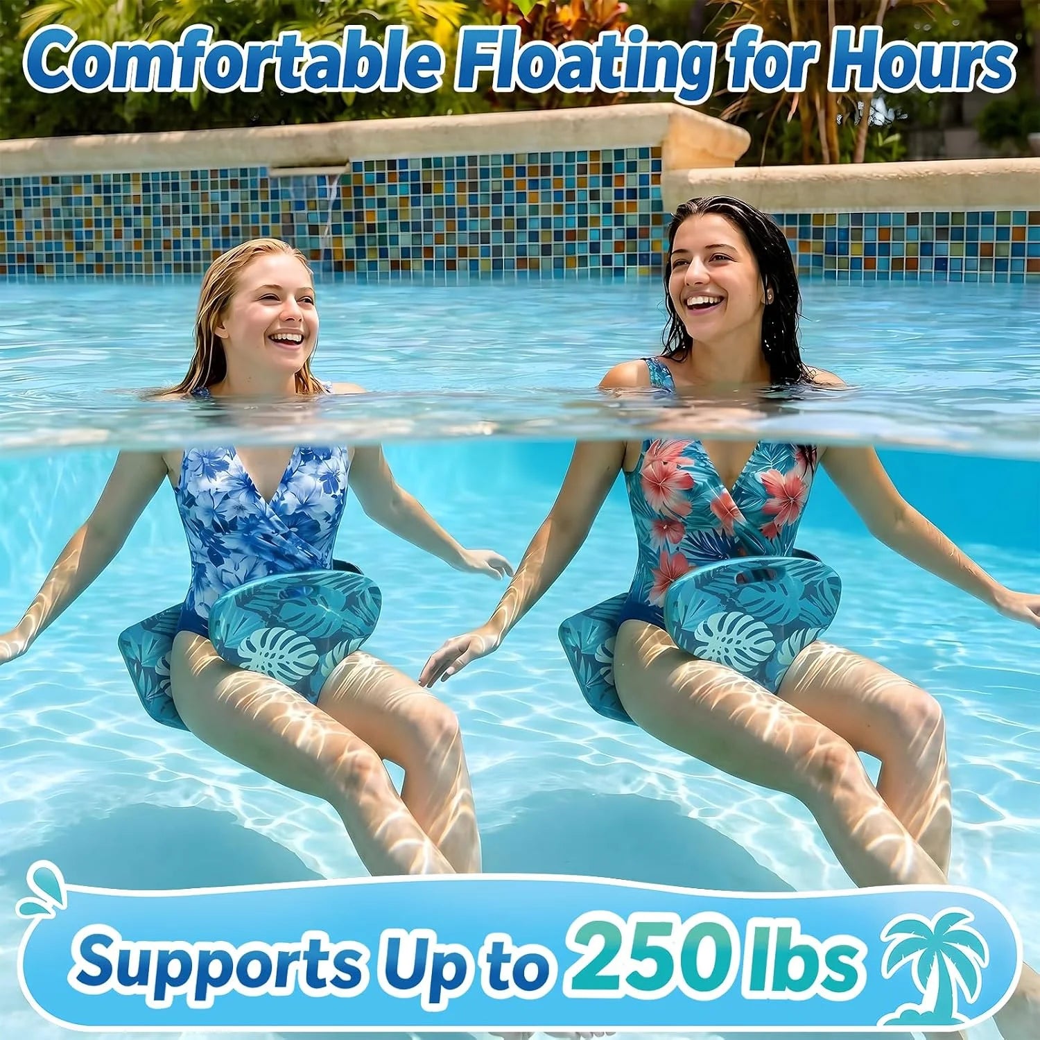 New Arrivals Pool Saddle Floats for Adults, Stable & Comfortable Non-Inflatable Foam Water Saddle with Tropical Leaf Pattern - Image 7