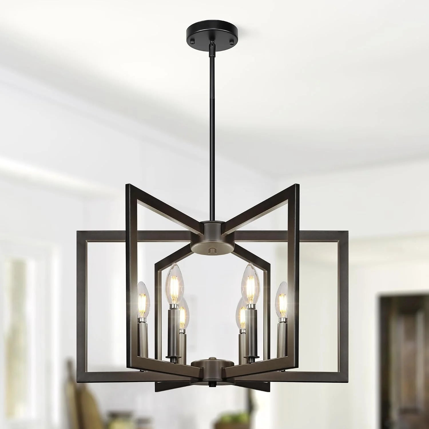 New Arrivals 6-Light Modern Metal Geometric Chandelier£¬Kitchen Island Brushed Nickel Lighting Fixtures£¬Entryway Light - Image 2