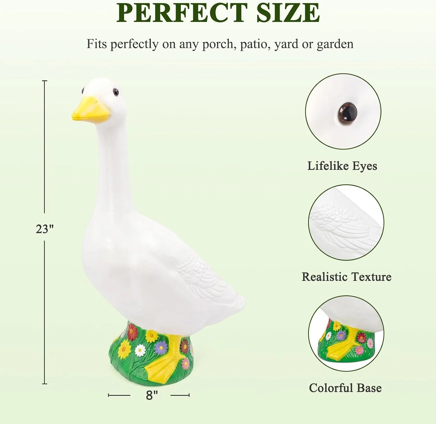 New Arrivals 23 Inch Large Porch Goose Statue, PE Plastic Outdoor Goose Decor for Lawn - Image 5