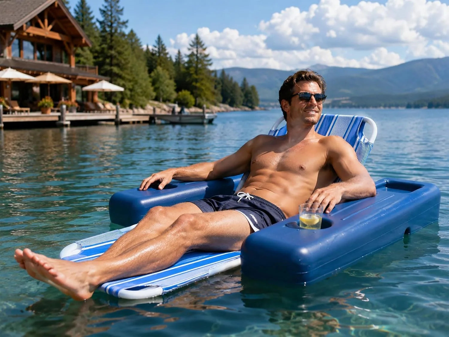 Poolmaster Caribbean Retro Floating Chaise Pool Lounge Chair for Adults bifanuoyard - Image 2