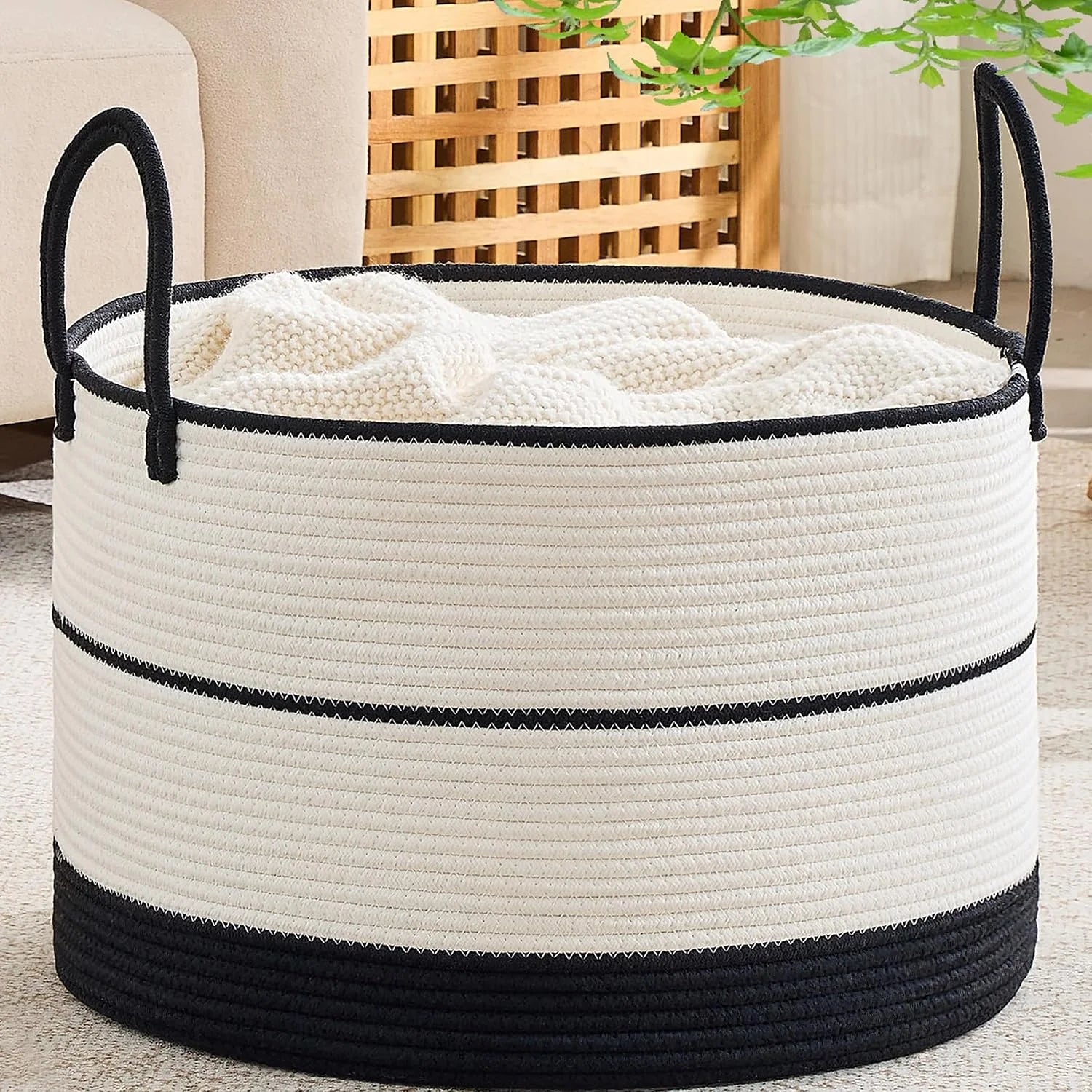 Large Blanket Basket with Handles, Storage Basket for Living Room, Extra Large Capacity, Blanket Storage, Laundry bifanuoyard - Image 19