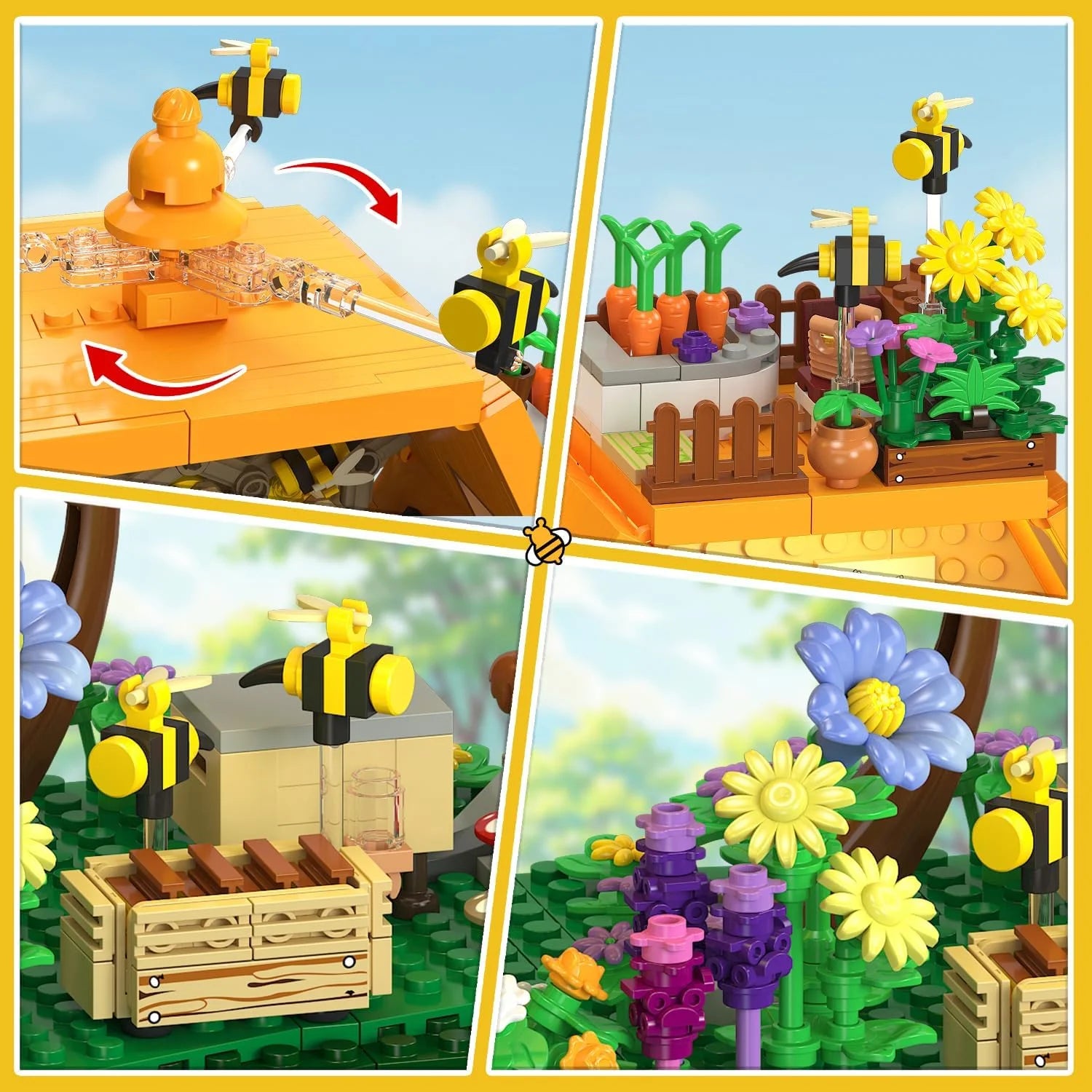 Bee Treehouse Building Set with Lights for Adults, Farm House Kit, Collectible Cabin Home Decor Gift for Boys - Image 5