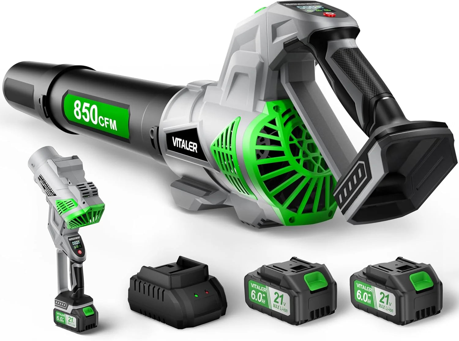 Blower Cordless, Brushless Blower 850 CFM 250 MPH with 2 Batteries – For Yard Cleanup