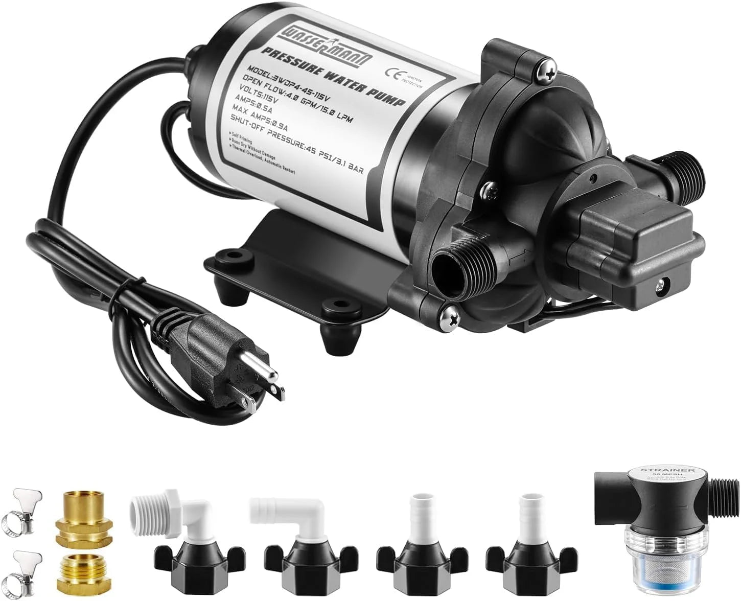WASSERMANN RV Pump, 12V Self-priming RV Water Pressure Pump 4.0GPM 45PSI with Pressure Switch bifanuoyard - Image 6