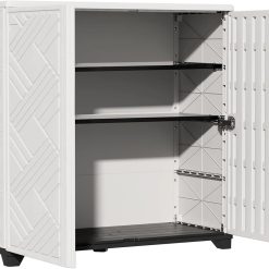 Alternative view of New Arrivals Indoor/Outdoor Storage Cabinet Waterproof, 34x15x34 Plastic Outdoor Storage Box for Garden Balcony Bathroom