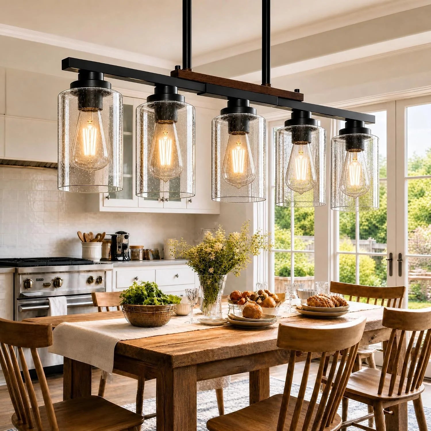 New Arrivals Dining Room Light Fixture 5-Light Kitchen Island Lighting with Adjustable Rods - Image 2