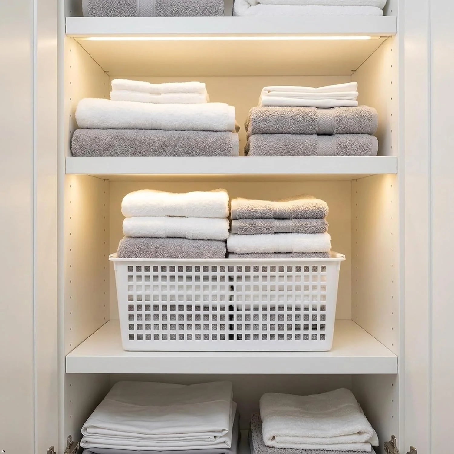 New Arrivals Plastic Storage Basket, Plastic Storage Bin, White - Image 4