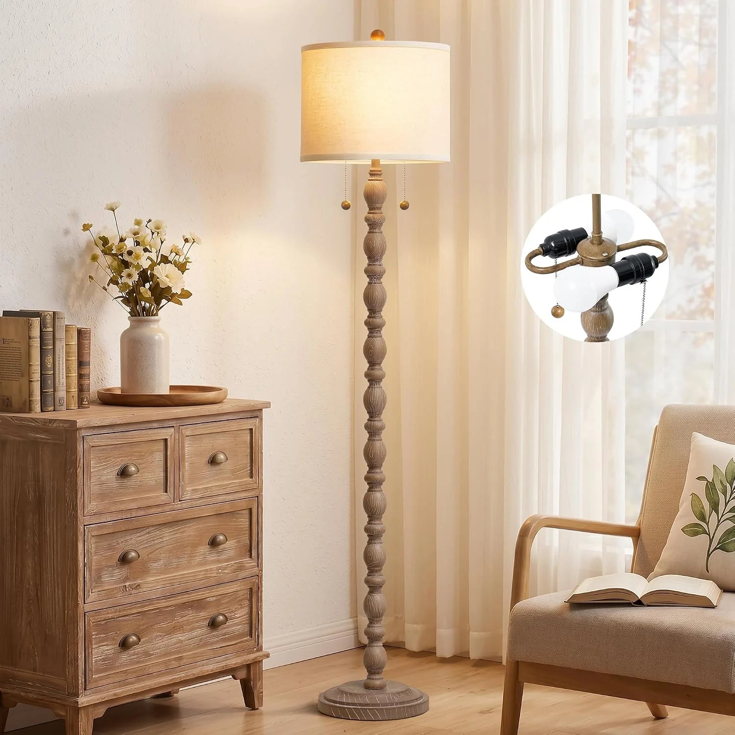 New Arrivals 62 Floor Lamp, Rotary Switch, Rustic Resin Tall Lamps for Living Room - Image 6
