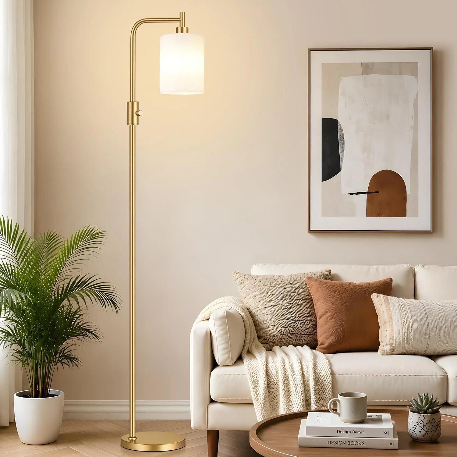 Dimmable Floor Lamp for Living Room with Clear Glass Lampshade, Bulb Included, 900LM, Arc Standing Tall Lamp for Bedroom bifanuoyard - Image 3