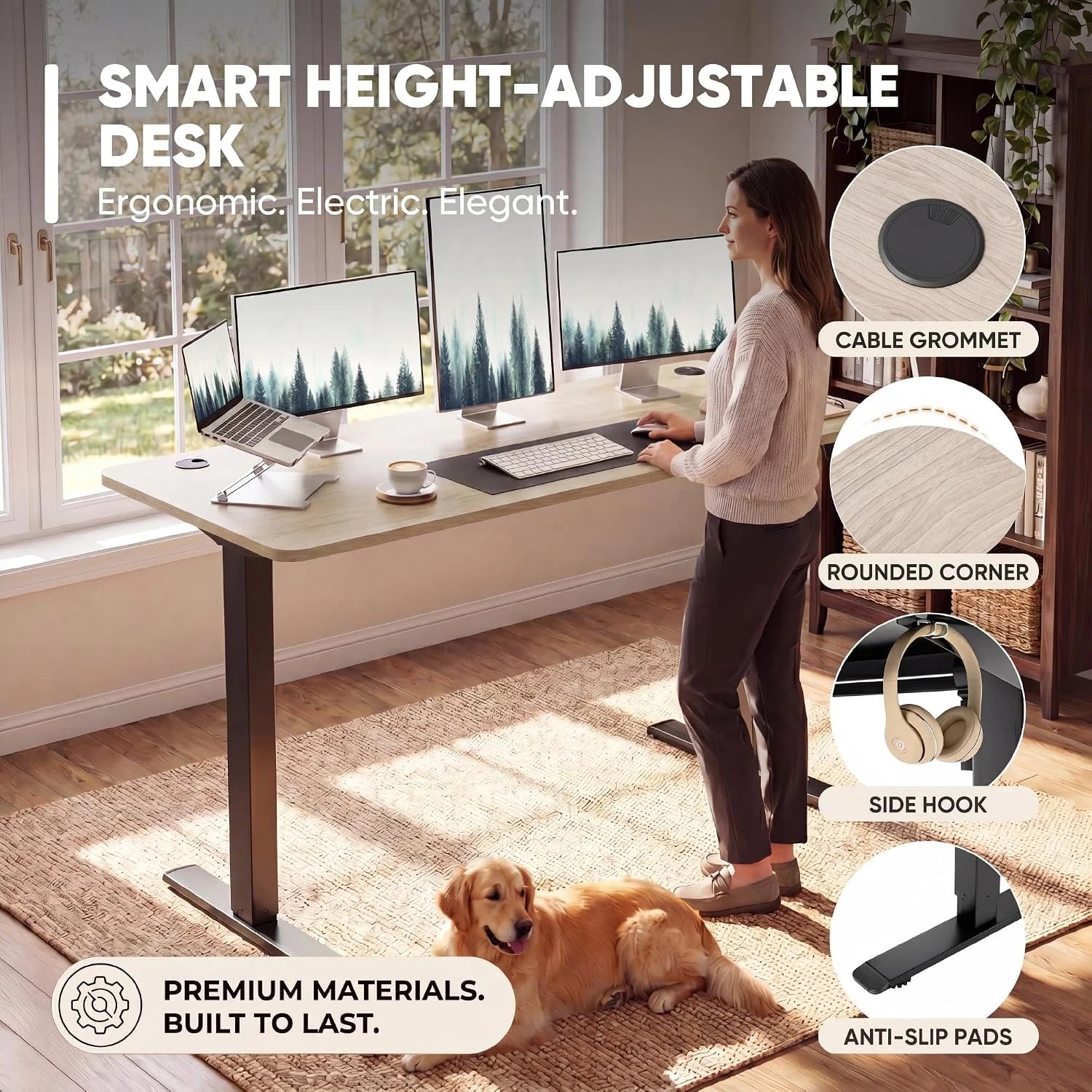 New Arrivals 55 x 24 Inches Electric Height Adjustable Standing Desk Large Sit Stand Up Desk Home Office Computer Desk Memory - Image 62