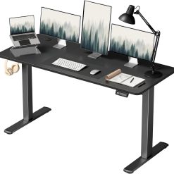 New Arrivals 55 x 24 Inches Electric Height Adjustable Standing Desk Large Sit Stand Up Desk Home Office Computer Desk Memory