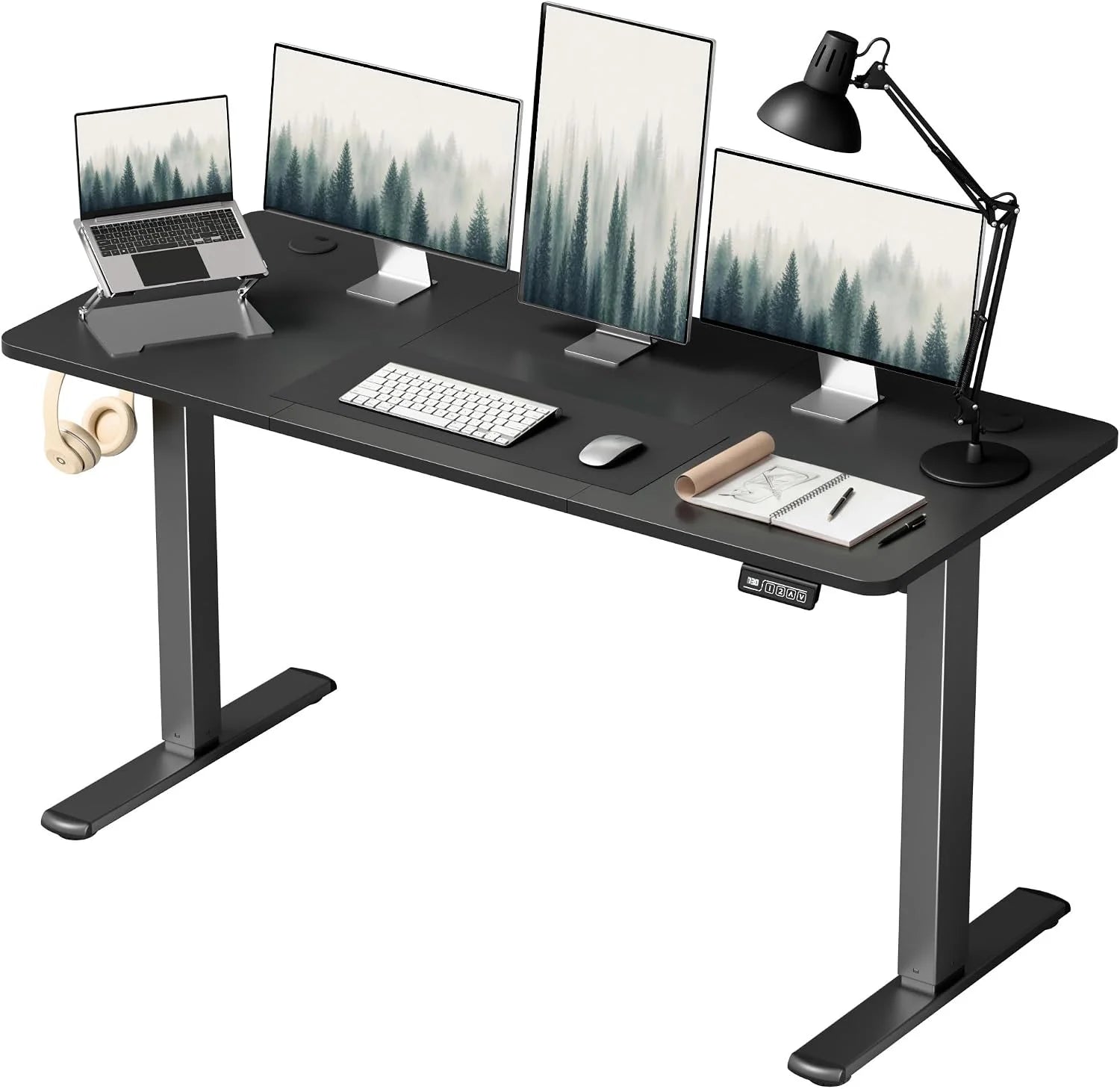 New Arrivals 55 x 24 Inches Electric Height Adjustable Standing Desk Large Sit Stand Up Desk Home Office Computer Desk Memory