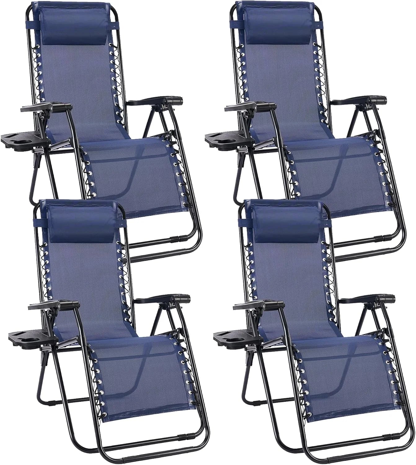 Sweetcrispy Zero Gravity Chairs Set of 2, Outdoor Folding Reclining Lounge Chair with Cup Holder Tray & Adjustable Pillow - Image 14