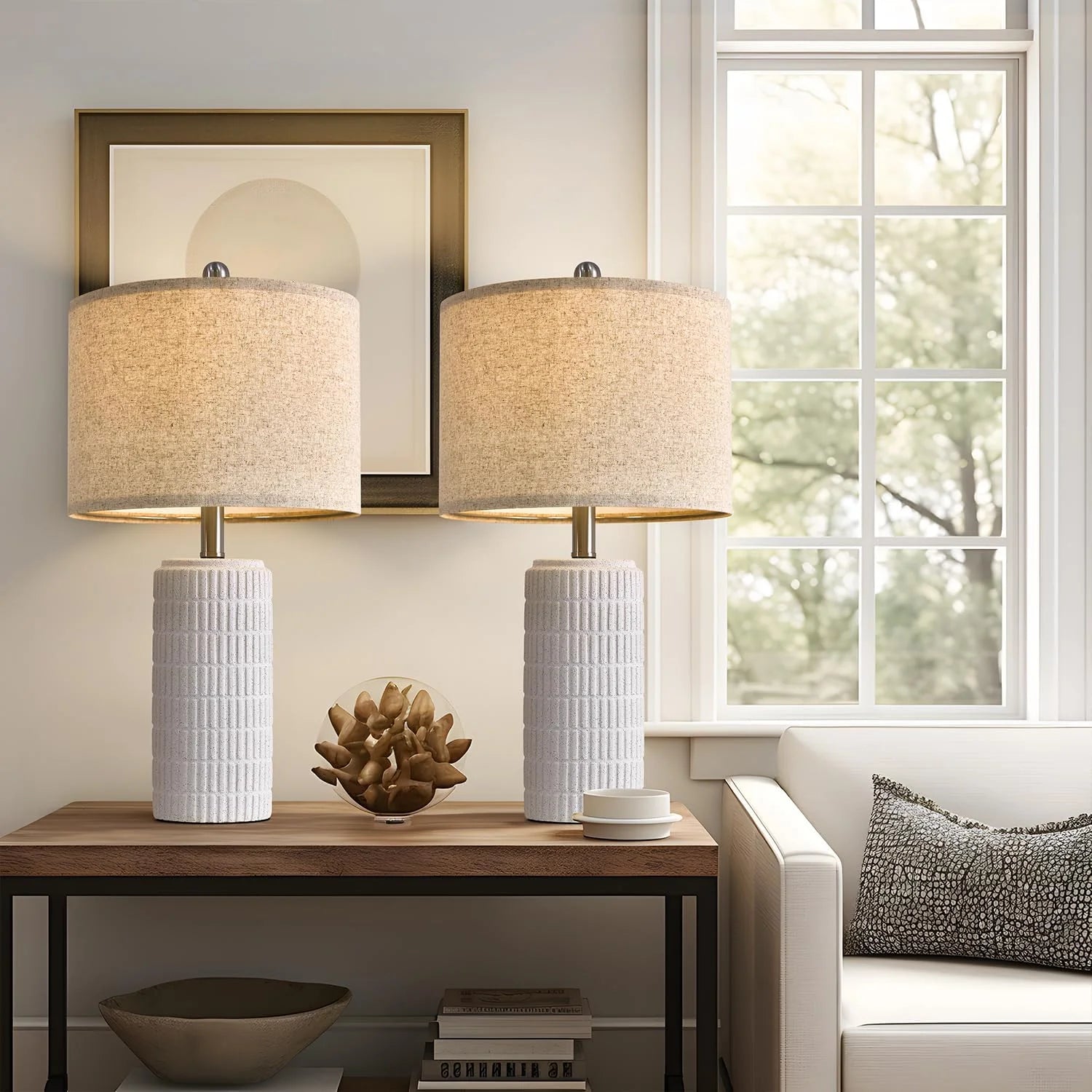 PoKat 23" Bedside Table Lamp for Bedroom Nightstands, White Modern Bedroom Lamp bifanuoyard - Image 16