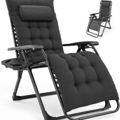 New Arrivals NEWBULIG Zero Gravity Chair, Folding Patio Recliner with Cup Holder Trays