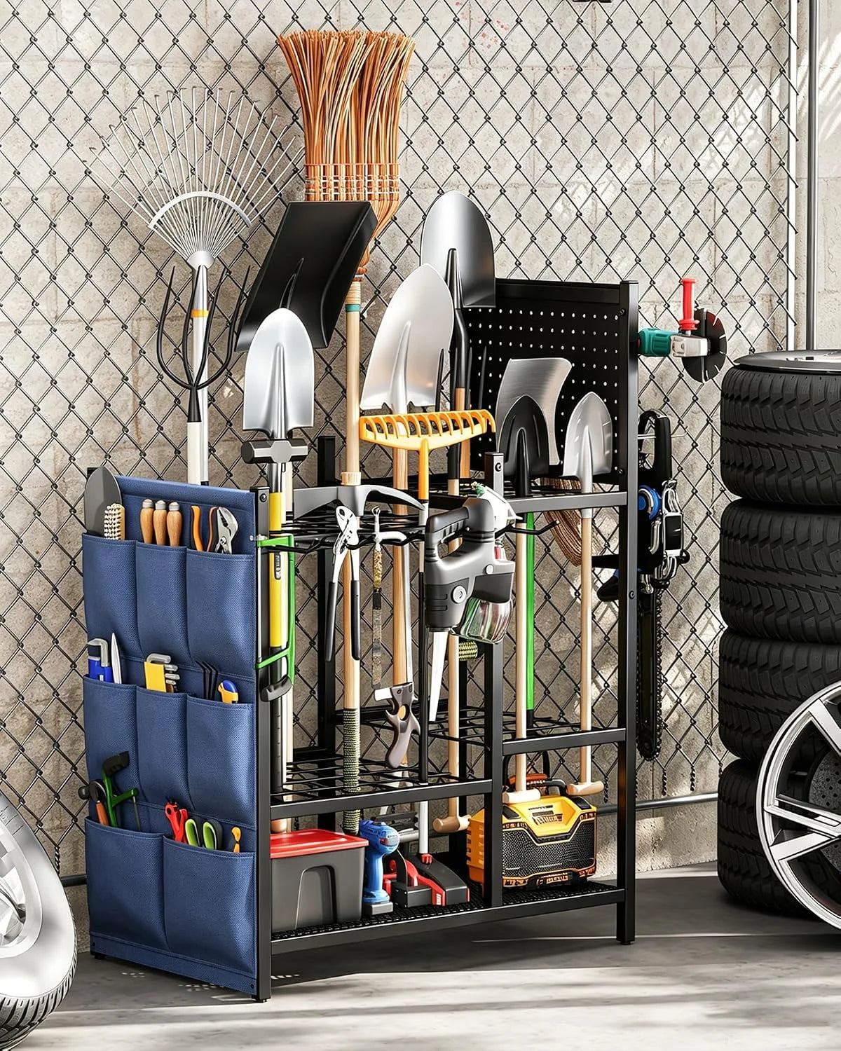 New Arrivals Garden Tool Organizer with Pegboard, Yard Tool Holder Standing for Garage Organization, Up to 30 " For Garage Organization - Image 8
