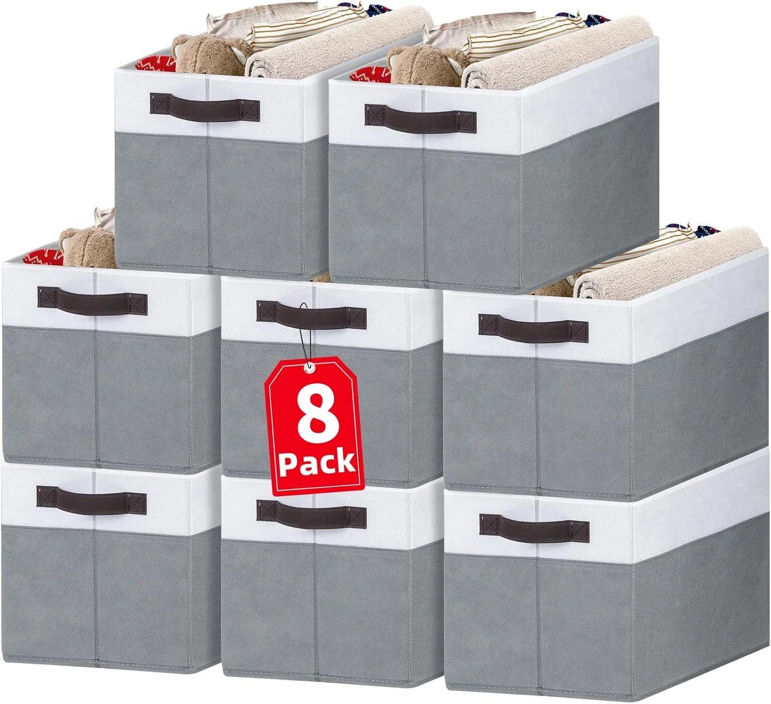 4 Pack Large Closet Storage Baskets Bins for Shelves, Fabric Closet Organizers and Storage with Handles Home bifanuoyard - Image 2