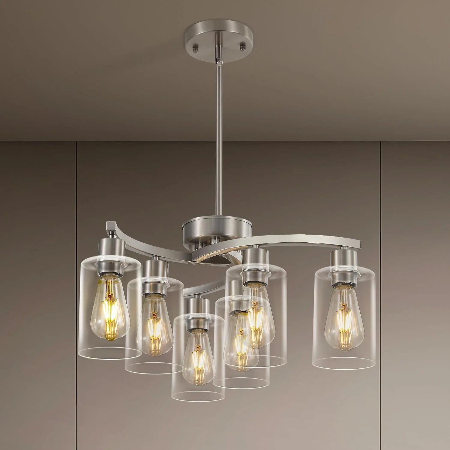 New Arrivals 3 Light Brushed Nickel Dining Room Light Fixture - Image 6