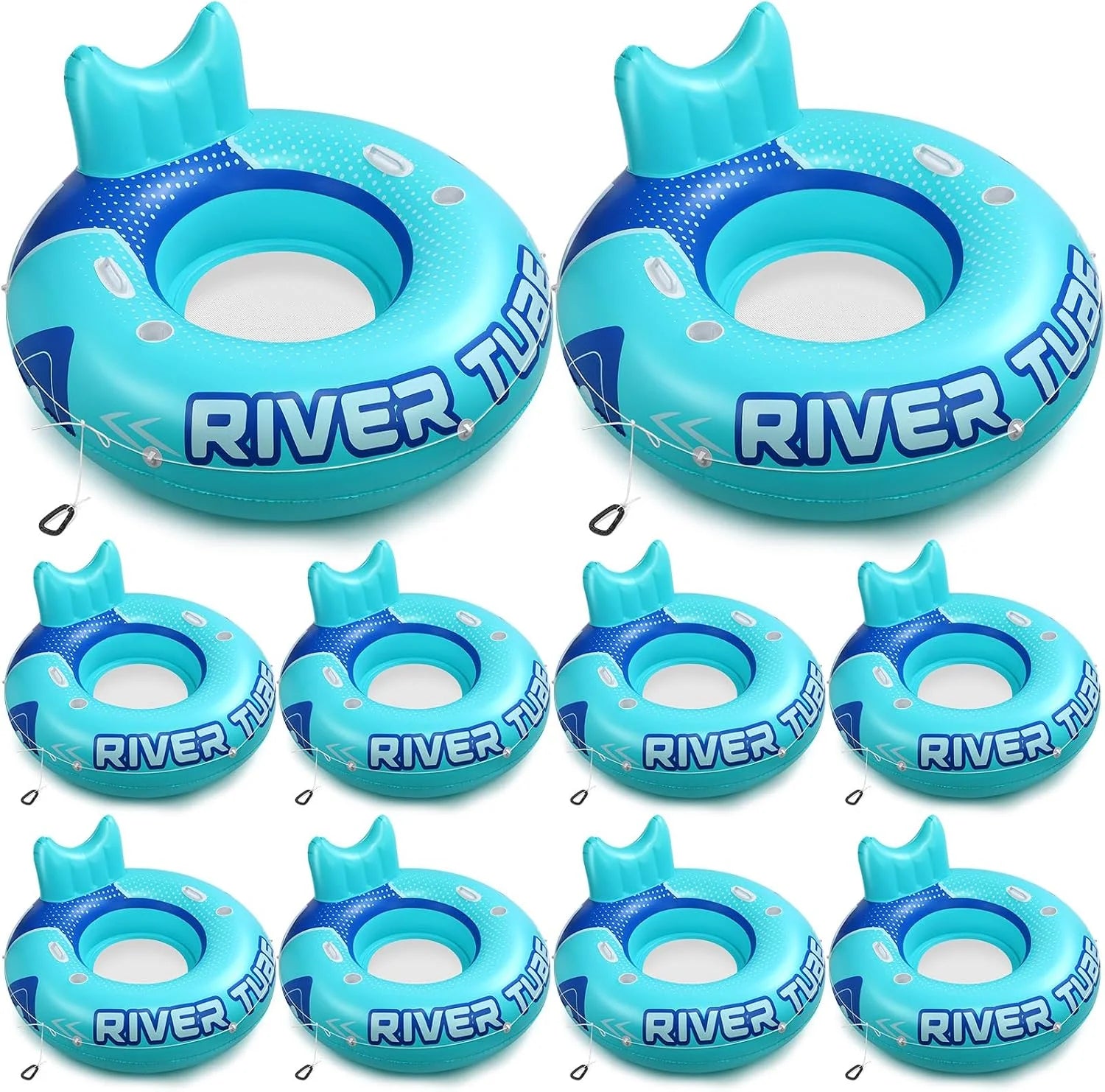 Glimin 2 Pcs Green Blue 53 Heavy Duty River Tube Float Inflatable Pool Floating Tube for Adult Large River Raft Water bifanuoyard