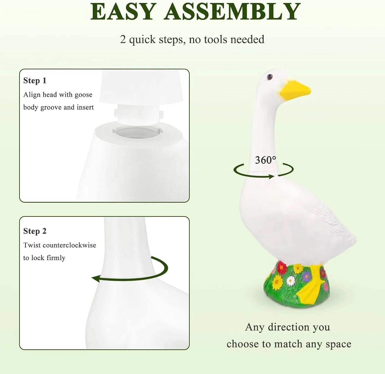 New Arrivals 23 Inch Large Porch Goose Statue, PE Plastic Outdoor Goose Decor for Lawn - Image 6
