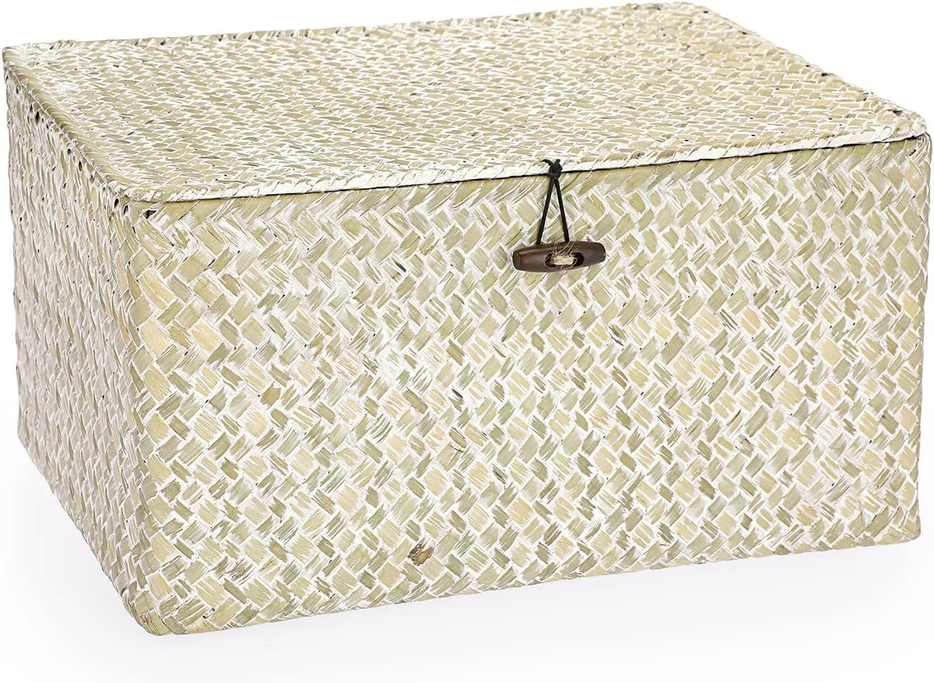 Shelf Baskets Bin with Lid Large Handwoven Basket Box, Coffee, Natural Seagrass Storage Baskets - Image 4