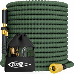 New Arrivals Flexible Garden Hose 100FT, Ultra Lightweight, Heavy Duty Water Hose with Brass Fittings & Jet Nozzle