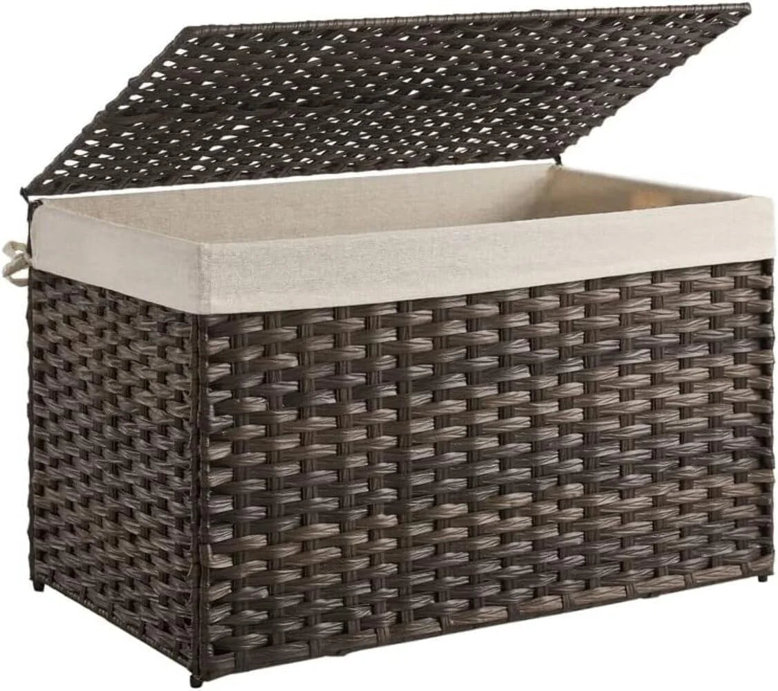 Storage Basket with Lid, 9.2 Gallon (35L), Foldable, Blanket Storage Bin with Handles - Image 6