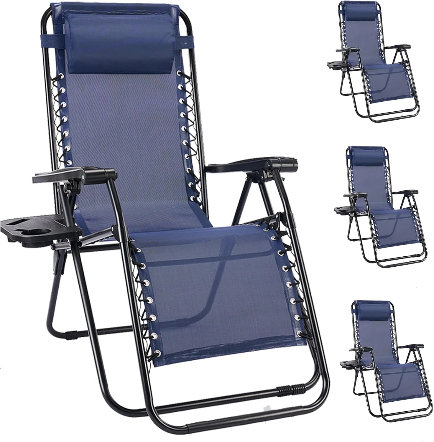 Zero Gravity Chairs Set of 2, Lounge Chair Folding Portable Adjustable Camping Reclining Chairs with Adjustable Pollow - Image 10