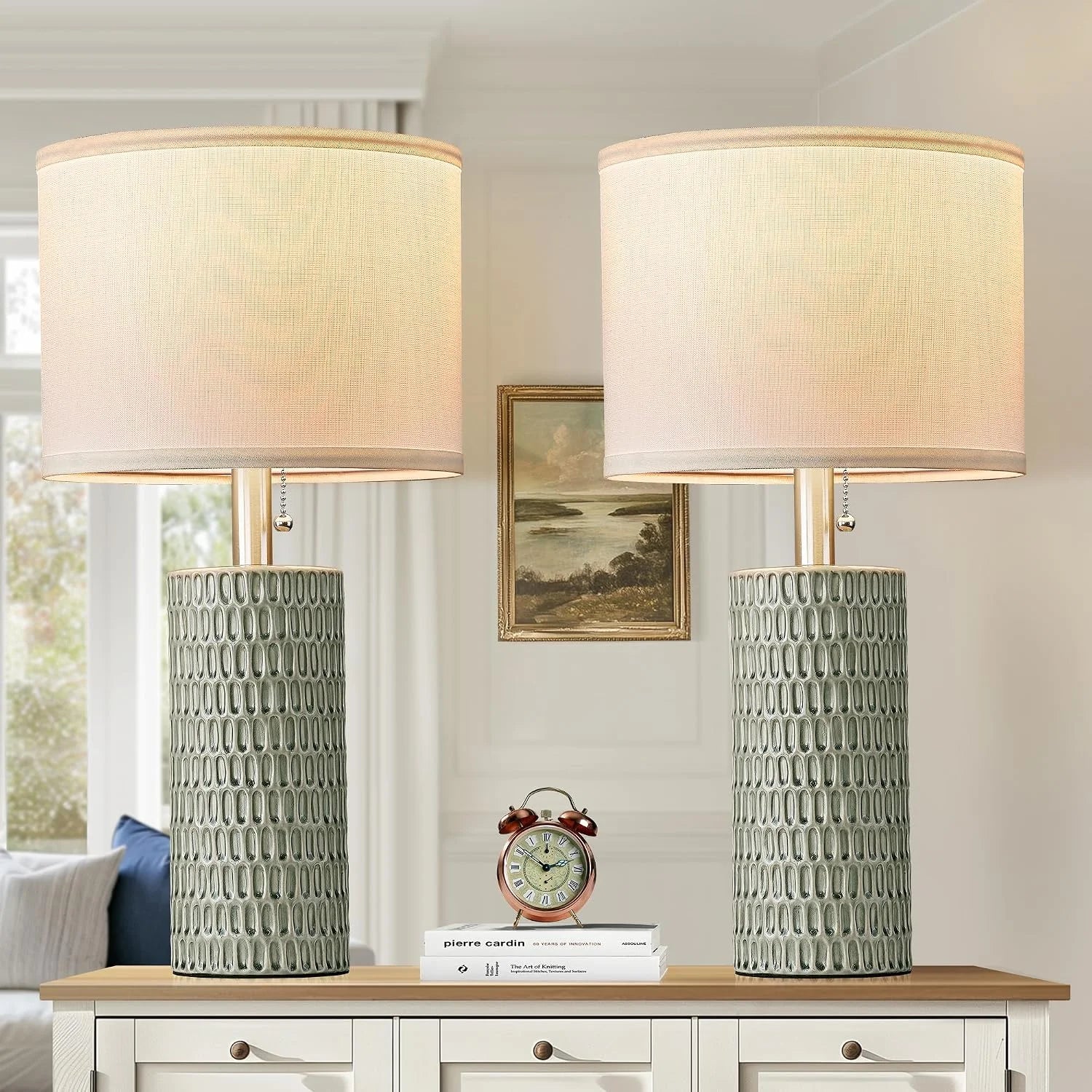 Reaketon 20.5 Modern Ceramic Table Lamps for Bedroom Set of 2, Farmhouse Table Lamp for Living Room Office Dorm bifanuoyard - Image 13