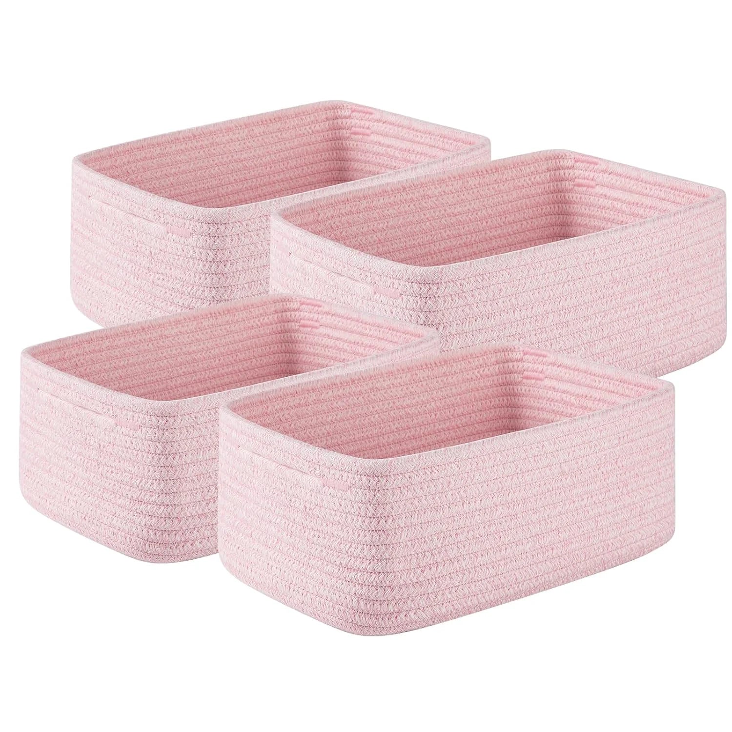 New Arrivals Small Storage Shelf Organizing Baskets, Mini Woven Rope Storage Bins for Towels, Cute Decorative Closet - Image 3
