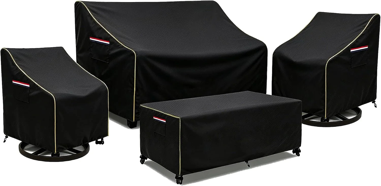 Wavecover 4-Piece Patio Furniture Cover Set, 600D Heavy Duty Outdoor Furniture Covers Waterproof " Fits 3-Seater Sofa - Image 4