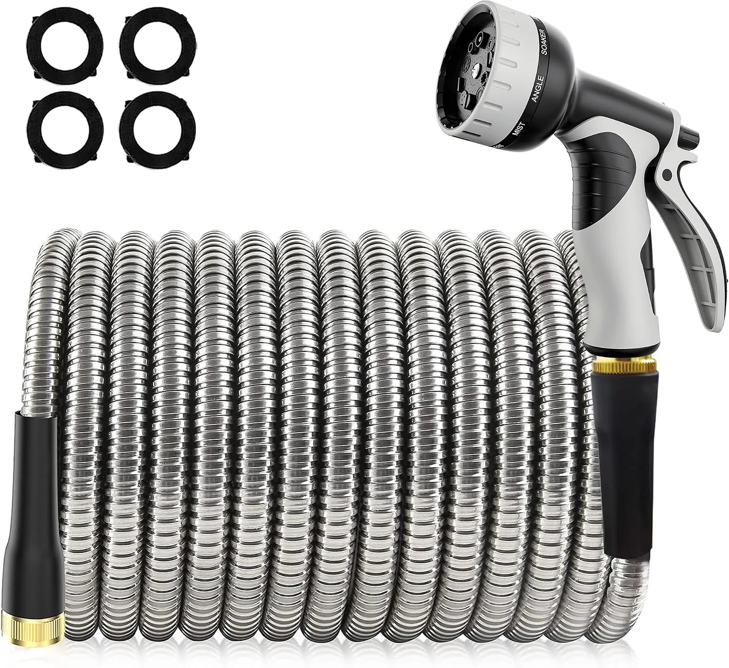 New Arrivals 150ft Stainless Steel Garden Hose, No-Kink Leak-Proof Crush Resistant, 10-Function Nozzle for Lawn Care - Image 3