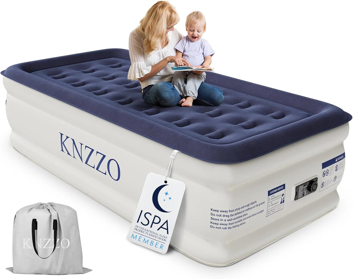 New Arrivals Twin Air Mattress with Built-in Pump, 18 Top Inflatable Mattress with Waterproof Flocking Fabric - Image 2