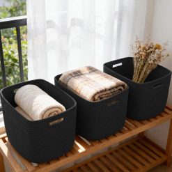 Alternative view of 3 Pack Woven Baskets,Storage Baskets for Shelves with Handles, 13.5×11×9.5,Closet Baskets,Gift Basket,Nursery bifanuoyard