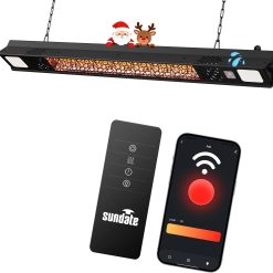 Alternative view of Hanging Electric Patio Heater with Light Ceiling Outdoor, Wifi Control, 1500W Infrared 9 Heat Levels, 24H Timers