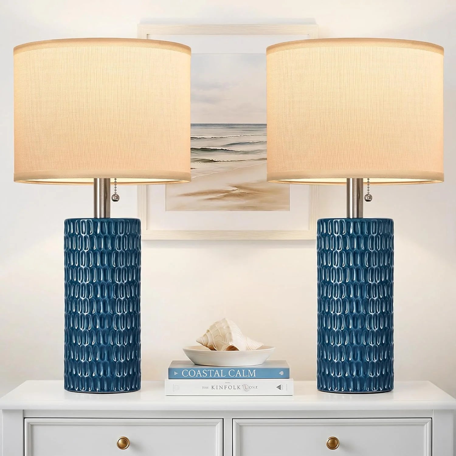 Reaketon 20.5 Modern Ceramic Table Lamps for Bedroom Set of 2, Farmhouse Table Lamp for Living Room Office Dorm bifanuoyard - Image 5