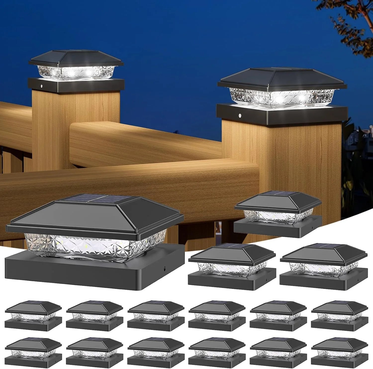 New Arrivals Solar Post Cap Lights, 4x4 Post Solar Light Cool White, White 12 Pack " For Home Projects