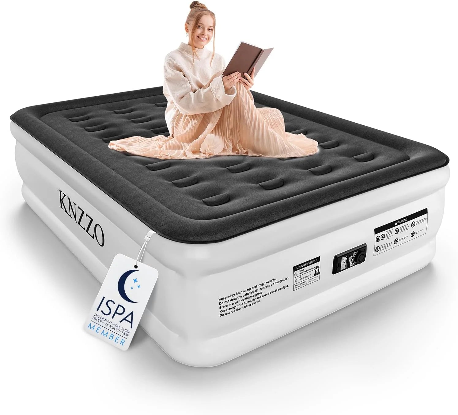 New Arrivals Twin Air Mattress with Built-in Pump, 18 Top Inflatable Mattress with Waterproof Flocking Fabric - Image 9