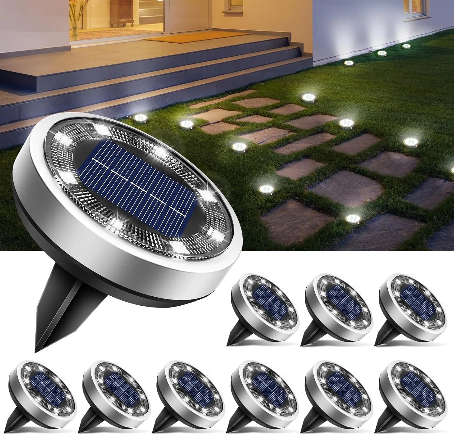 New Arrivals 16 Pack Solar Lights Outdoor Waterproof, 8 LED Solar Ground Lights – For Home Projects